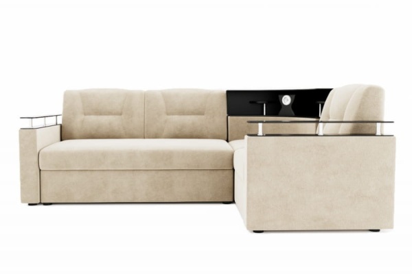 Диван Угловой Софья с Подсветкой и Ножками-Кубышками Ш-2400 х Г-1700 х В-950 мм/Спальное место Ш-1250 х Г-1950 мм